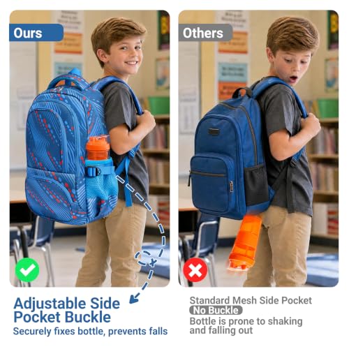 BLUEFAIRY Kids Backpacks for Boys Girls Ages 6-8 8-10 10-12 Elementary Middle School Backpack 17 Inch Back to School Bookbag with Laptop Compartment Mochilas Escolares para Niños Niñas (Blue Lines) - color: Blue Lines