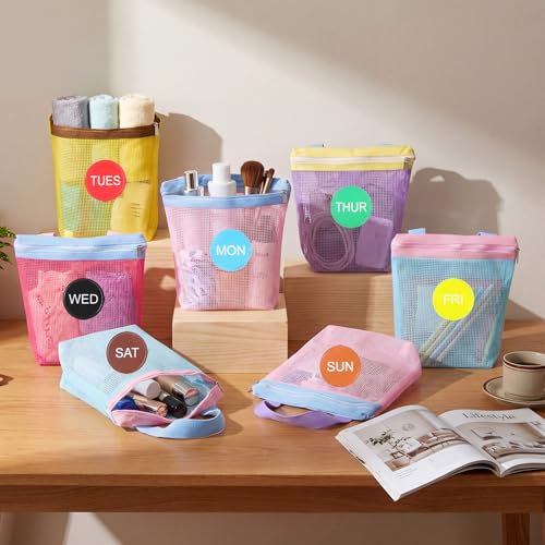 Woanger 7 Set Packing Cubes for Travel Days of Week Packing Cubes Organizers Camp Bags Summer Clothing Handbag for Suitcases