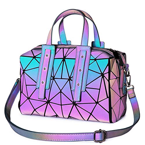 LOVEVOOK Geometric Luminous Purses and Handbags for Women Holographic Reflective Crossbody Bag Wallet - color: Boston Handbag