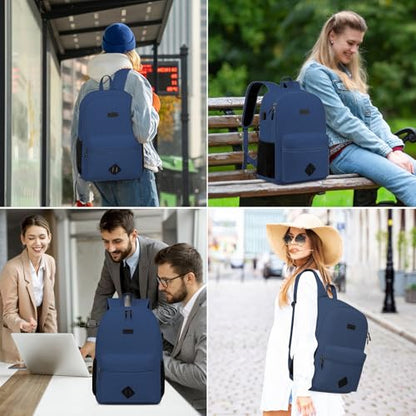 Casual Laptop Backpack,School Backpack Large Bookbag with USB for High School College Students Office Business, Blue - color: Blue, size: 15.6 Inch