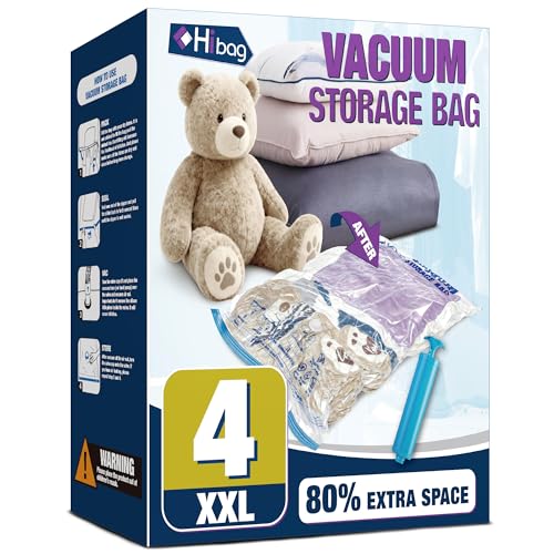 XXL Jumbo 47''X35'' Vacuum Storage Space Bags Extra Large for Blanket Bedding Comforters with Hand Pump (4 Pack) - size: 4-XXL