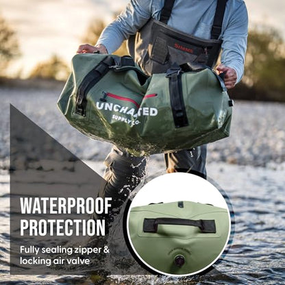 Uncharted Supply Co. The Vault Waterproof Duffel Bag - Airtight bag with Backpack Straps, Carry-On Size, Perfect for travel, boating, camping, recreation. (Gunmetal, 65L) - color: Gunmetal, size: 65L