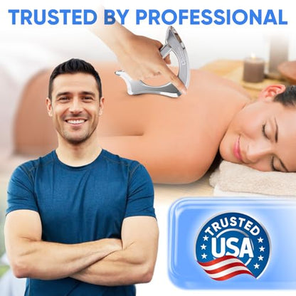 Professional Muscle Scraper Tool – Medical-Grade 304 SS IASTM & Gua Sha Scraping Tool – Ergonomic Fascia Mobilization Instrument for Soft Tissue Massage & Manual Bodywork – Emollient Balm Included - color: Ergo Tool