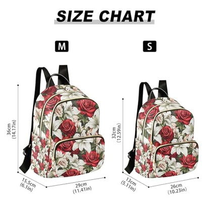 Red Rose Lily Flower Mini Backpack Purse for Women Shoulder Bag Fashion Daypack Ladies Handbag Lightweight Travel Bag Rucksack - color: Red Rose Lily Flower, size: Small