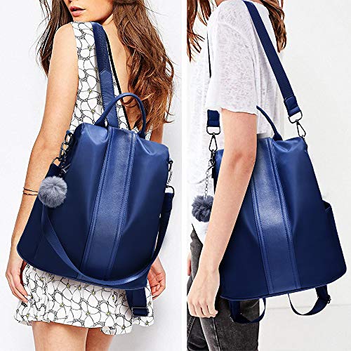 PINCNEL Women Backpack Purse Waterproof Nylon Anti-theft Rucksack Lightweight Shoulder Bag - color: Blue, size: Medium