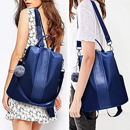PINCNEL Women Backpack Purse Waterproof Nylon Anti-theft Rucksack Lightweight Shoulder Bag - color: Blue, size: Medium
