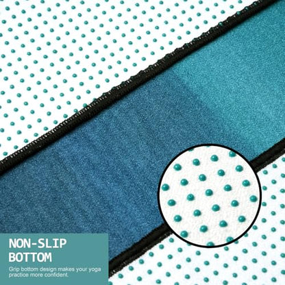 Eunzel Hot Yoga Towel, Non Slip Yoga Mat Towel Sweat Absorbent Printed Yoga Towel with Grip Dots for Hot Yoga, Pilates and Workout 72"x 24", Teal Flow - color: Teal Flow