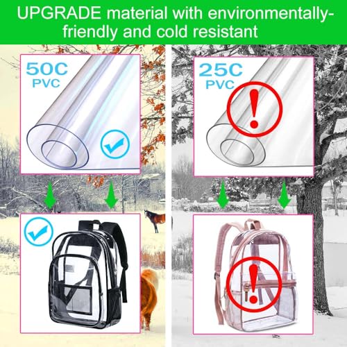 gxtvo Clear Backpack, Heavy Duty Transparent Bookbag, See Through Backpacks for Women Men | Heavy Duty - color: Black 2