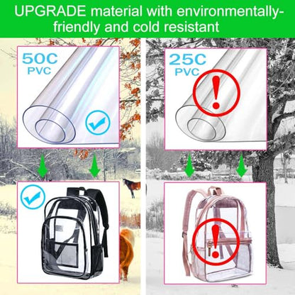 gxtvo Clear Backpack, Heavy Duty Transparent Bookbag, See Through Backpacks for Women Men | Heavy Duty - color: Black 2