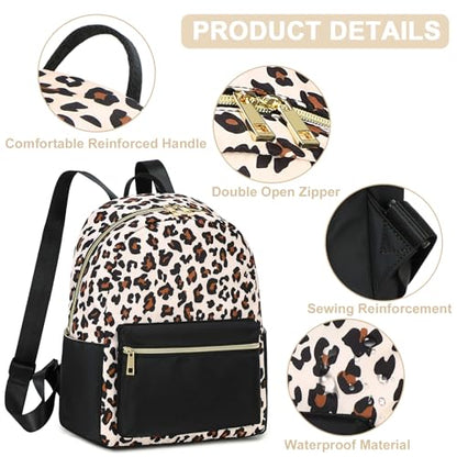 BTOOP Mini Backpack Women Girls Water-resistant Small Backpack Purse Shoulder Bag for Womens Adult Kids School Travel - color: Black-leopard, size: Mini