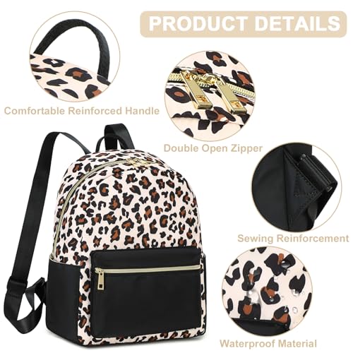 BTOOP Mini Backpack Women Girls Water-resistant Small Backpack Purse Shoulder Bag for Womens Adult Kids School Travel - color: Black-leopard, size: Mini