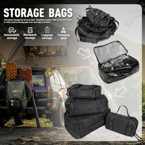 4 Set Tactical Packing Cubes ，Compressible Mesh Duffle Storage Bag,Portable Edc Molle Pouch Organizer. - color: BK