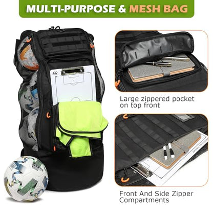 Soccer Ball Bags for Coches XL Heavy Duty Mesh Sport Ball Backpack for Basketball Volleyball Football & Equipment
