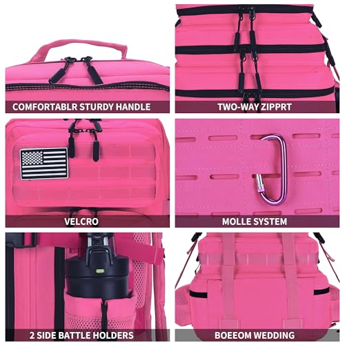Military Tactical Backpack 45L/25L 3 Day Assault Pack Molle Daypack Hiking Backpack for Men and Women - color: Rose, size: 45L