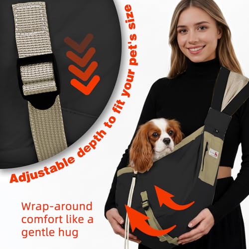Dog Carrier Sling, Dog Carriers for Small Dogs Up to 20lbs, Black - color: Black
