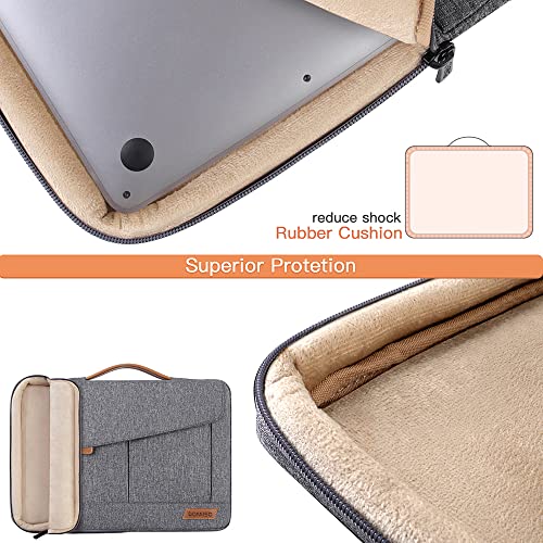 DOMISO 15-15.6 Inch Laptop Sleeve Bag Water Resistant Briefcase Messenger Shoulder Bag for ThinkPad L580/16 MacBook Pro/IdeaPad 320/Dell XPS 15/HP Envy x360/ASUS ROG Zephyrus/Acer Chromebook,Grey - color: Grey, size: 15 - 15.6 Inch