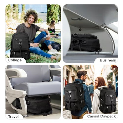 Large Travel Backpack for Men Women,Carry on Backpack with Shoe Compartment USB Charging Port,College Backpack,Bookbag fit 17.3 Inch Laptop for Business Hiking Camping (Fits 4.92-5.91 ft height) - size: 17.3 inch