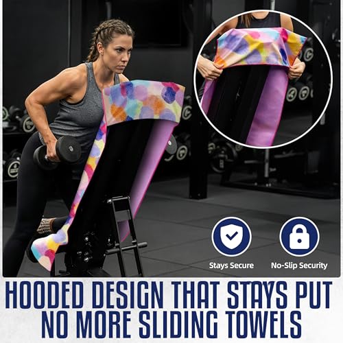 CHEEKY WINX Hooded Microfiber Gym Towel – Highly Absorbent Car Seat Towel with Carry Bag – Double-Sided Sweat Towel, Reversible, Quick Dry & Sand-Resistant Fabric, Cotton Candy, 130 x 60cm - color: Cotton Candy