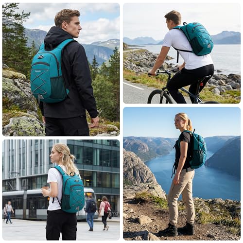Ultra-Light Soft Daypack 15L/20L, Cushioned Breathable Back Panel Backpack, Lightweight Packable Travel Backpack (Green, 20L) - color: Green, size: 20L