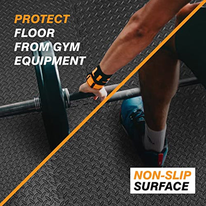 TCE AUPM001BK Interlocking Foam Mat Protective Exercise Workout Puzzle Floor Mat Tiles for Home Gym Equipment - 6 Pieces, 24 Square feet, Black - color: Black