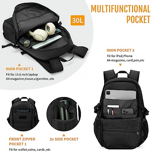 HUNTVP 10L/20L/30L Tactical Backpack Military MOLLE Backpack Rucksack Gear Tactical Assault Pack for Hunting Camping Trekking (30L-Black) - color: Black, size: 30L