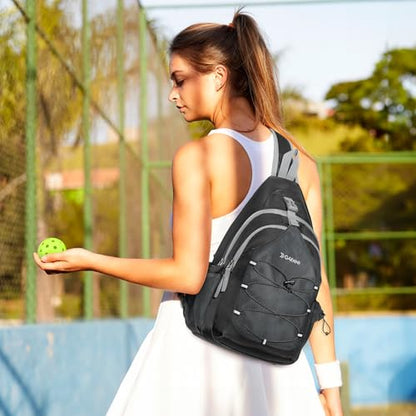 G4Free Pickleball Sling Bag for Women - Lightweight Crossbody Sports Bag - color: Black