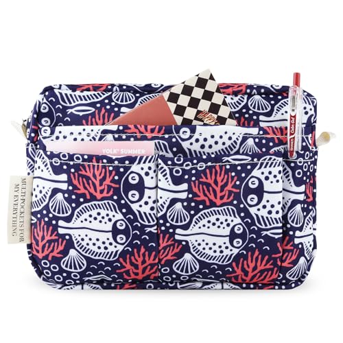 qianshan Portfolio Organizer with Multiple Pockets, Waterproof Travel Zippered Cosmetic Bag, Portable Storage Bag for Notebooks, Stationeries, Make-up, Journal Office Art Supplies.Turbot - color: Turbot