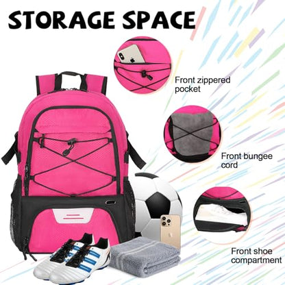Goloni 35L Basketball Bag,Basketball Backpack with Shoe and Ball Compartment,Backpack for Soccer, Volleyball - color: Pink