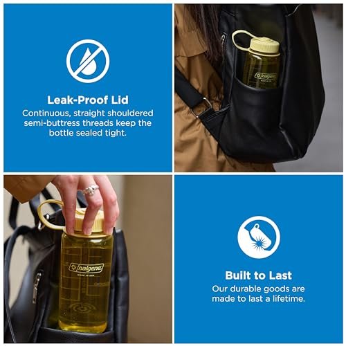 Nalgene 16 oz Wide Mouth Water Bottle | Slim Cup Holder Size, BPA-Free, Durable & Leak Proof, Lightweight Travel Bottle, Butter - color: Butter, size: 16 Ounces