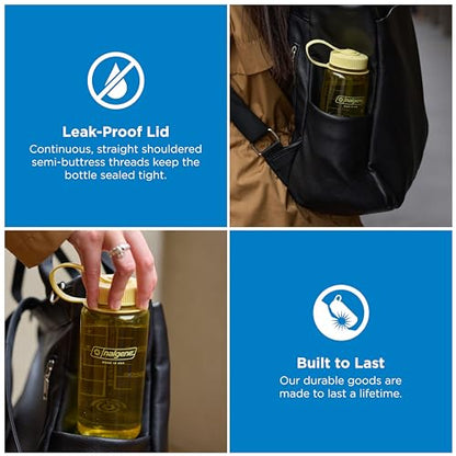 Nalgene 16 oz Wide Mouth Water Bottle | Slim Cup Holder Size, BPA-Free, Durable & Leak Proof, Lightweight Travel Bottle, Butter - color: Butter, size: 16 Ounces