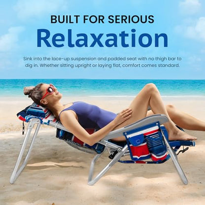 Homevative Cooler+ Folding Backpack Beach Chair with 5 Positions, Towel bar, XL Cooler Pouch, Storage Net, Cup and Phone Holder, Fireworks, 2 Pack - color: Fireworks