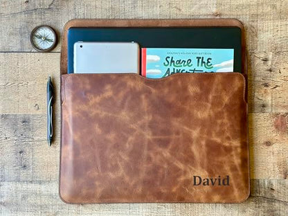 Personalized Leather Laptop Sleeve for MacBook Air - Pro 13"/14"/15"/16" (M1 M2 M3 M4), iPad Pro-Air 11" 13", iPad A16 – Custom Gift for Men & Women