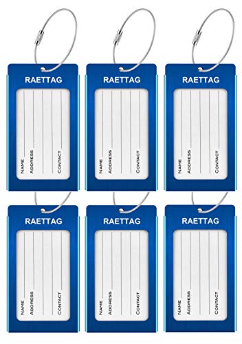 Luggage Tags Metal Suitcase Tags Travel Bag ID Identifier Luggage Tag (Blue 6-Pack) - color: Blue 6-pack