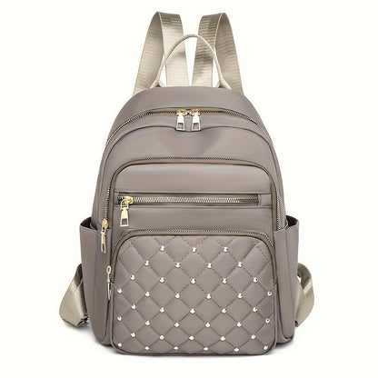Women Casual Backpack: Multi-Pocket, Large-Capacity, Fashionable & Wear-Resistant - Ideal for Daily Commuting & Travel-Khaki - color: Khaki