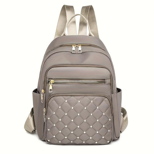 Women Casual Backpack: Multi-Pocket, Large-Capacity, Fashionable & Wear-Resistant - Ideal for Daily Commuting & Travel-Khaki - color: Khaki