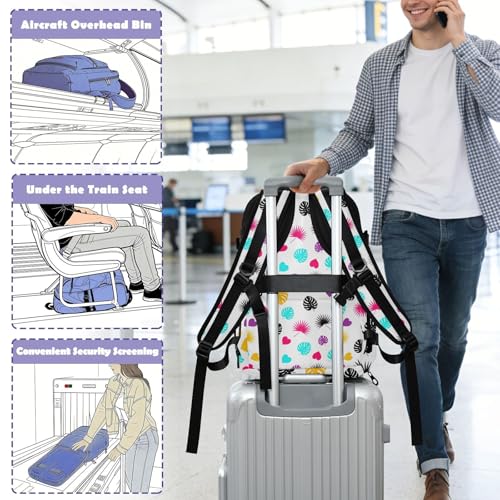 Travel Backpack with Shoe Compartment, 20L Large Capacity Laptop Backpack for Men Women, Colorful Tropical Leaves Daypack for Traveling Hiking Carry On