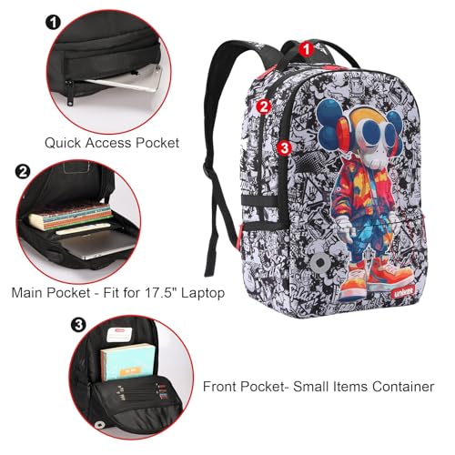 Graffiti Backpack for School, 20L Casual Daypack, Designer Laptop Backpack for 15.6 Inch Laptop - color: X Eyes