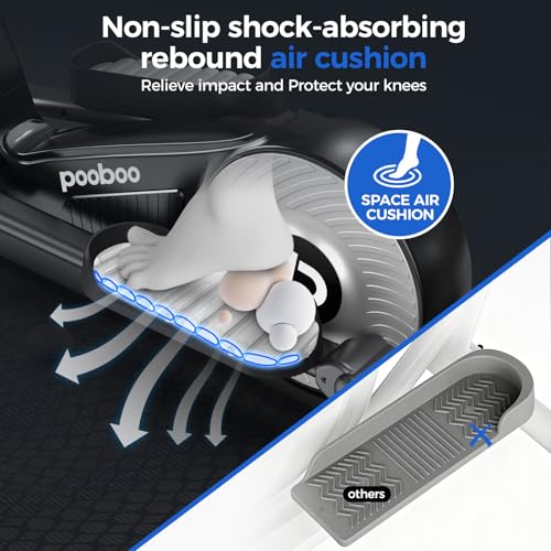 pooboo Elliptical Machine, Elliptical Exercise Machine with 16-Level Resistance&Quiet Magnetic Driving System, Elliptical Machine for Home with LCD Monitor - color: 17IN-Stride Gray