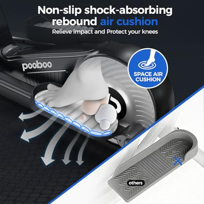 pooboo Elliptical Machine, Elliptical Exercise Machine with 16-Level Resistance&Quiet Magnetic Driving System, Elliptical Machine for Home with LCD Monitor - color: 17IN-Stride Gray