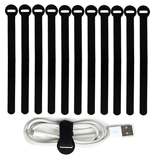 60pcs Reusable Fastening Cable Ties, 8-Inch Cable Straps Cable Management, Multi-Purpose Hook & Loop Cord Organizer Wire Ties, Adjustable Cable Organizer Cord Ties, Microfiber Cloth Straps, Black - size: 8"(60 Pack)