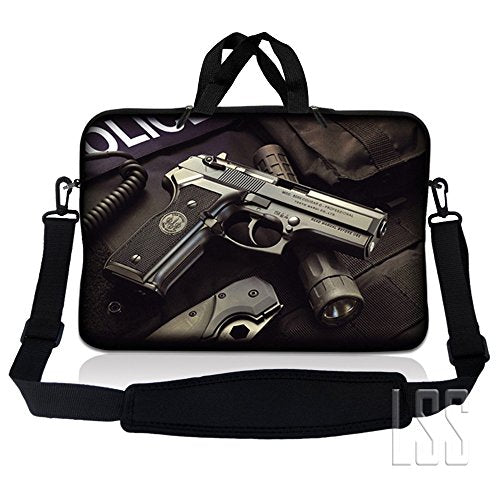 LSS 15-15.6" Laptop Sleeve Bag with Matching Laptop Skin Sticker & Mouse Pad Combo | Carrying Case for 14" 15" 15.6" - Police Gun Weapons - color: Police Gun Weapons, size: 15 inch