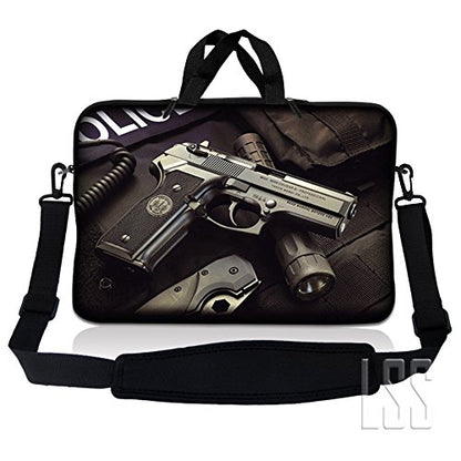 LSS 15-15.6" Laptop Sleeve Bag with Matching Laptop Skin Sticker & Mouse Pad Combo | Carrying Case for 14" 15" 15.6" - Police Gun Weapons - color: Police Gun Weapons, size: 15 inch
