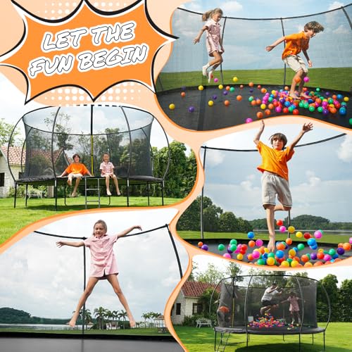 10FT 12FT 14FT 15FT 16FT Outdoor Trampoline with Enclosure Net, Heavy Duty Yard Trampolines, ASTM Approval Recreational Trampolines for Kids and Adults - size: 14FT