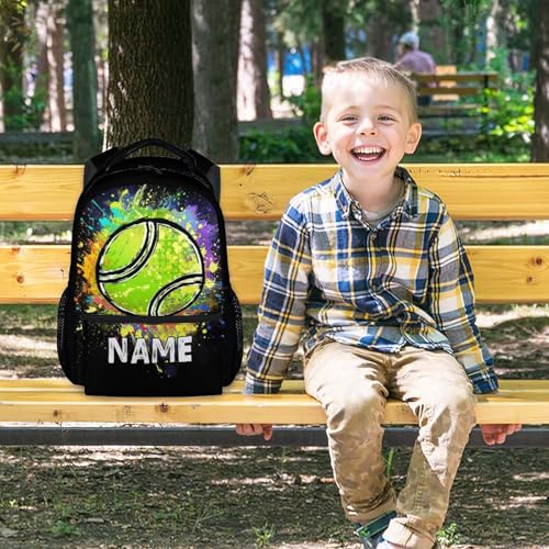 Boys School Backpack Personalized Kids Tennis Backpacks Bookbag Back to School Supplies, 17 Inches Custom Name Cool Sport Back Pack for Travel Camping Casual (Black) - color: Color 5-1