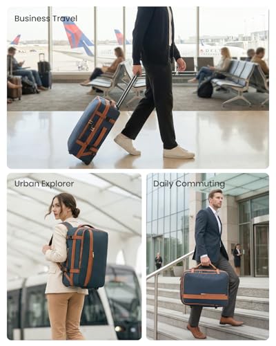 Fanwoli Rolling Vacuum Backpack Travel with One-Button Compression, Expandable Carry-On Suitcase Luggage, Approved TSA Lock & Water-Proof Laptop Compartment for Outdoor/Family/Business Trips - color: Blue