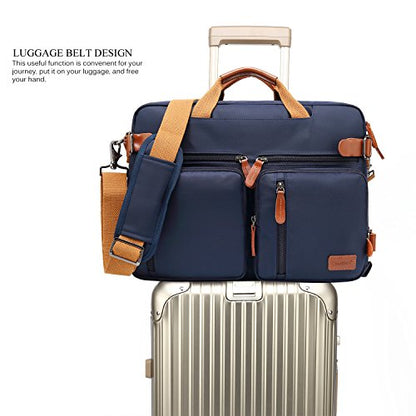 CoolBELL Convertible Backpack Messenger Shoulder Bag Laptop Case Handbag Business Briefcase Multi-Functional Travel Rucksack Fits 15.6 Inch Laptop for Men/Women (Blue) - color: Blue, size: 15.6 Inches