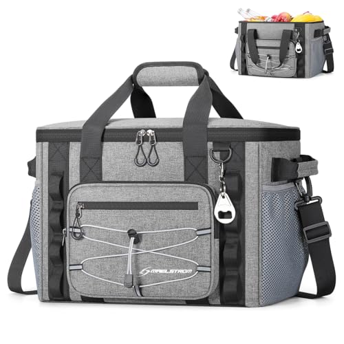 Maelstrom Soft Sided Cooler Bag, 30/40 Can Collapsible Insulated Ice Chest, Large Leakproof Portable Storage for Camping, Travel, Kayaking & Beach - color: 2.Gray, size: 30 Can