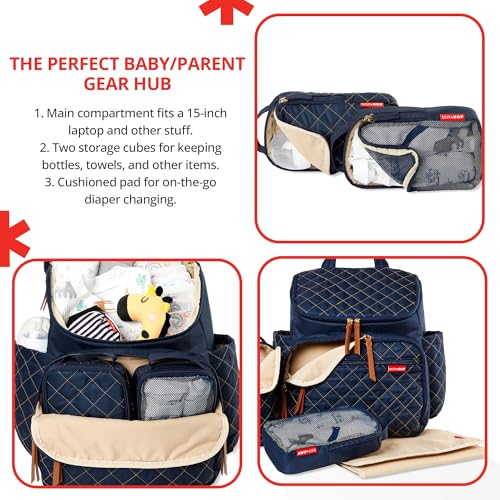 Skip Hop Diaper Bag Backpack: Forma, Multi-Function Baby Travel Bag with Changing Pad & Stroller Attachment, Navy - color: Navy