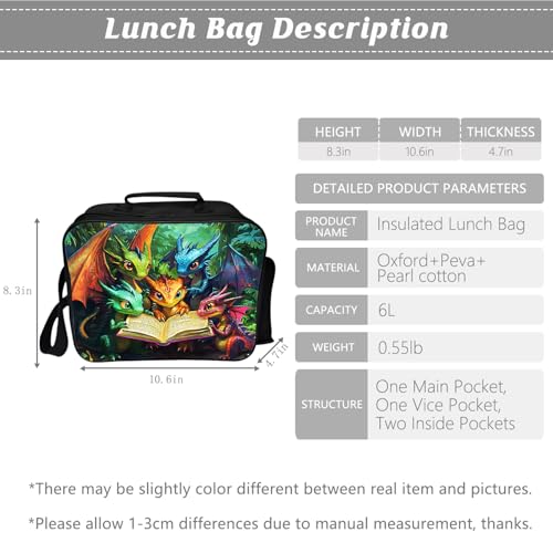 Dragon Backpack Kids Bookbag 16inch Schoolbag With Lunch Box Bag And Pencil Case Set For Boys Girls - color: Dragon