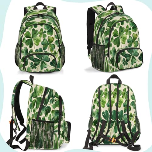 St. Patrick's Day Clover Laptop Backpack for Women Men, 18.3 Inch Travel Work Backpacks, Green Shamrock Irish Waterproof Computer Casual Daypack Nurse Teacher Bags - color: Multicolor 1